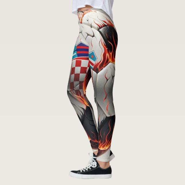 Fiery Croatian Soccer Ball   Leggings (Left)