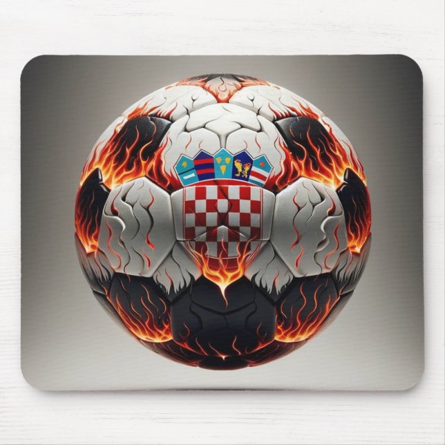Fiery Croatian Soccer Ball   Mouse Mat (Front)