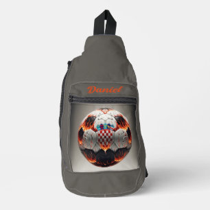 Fiery Croatian Soccer Ball   Sling Bag