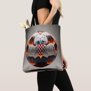 Fiery Croatian Soccer Ball Tote Bag