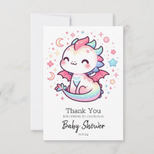 Fiery Custom Pastel Dragon Baby Shower Thank You Card