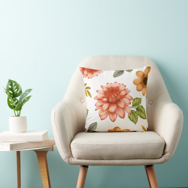 Fiery Dahlia Bloom Cushion (Chair)