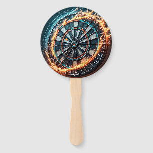 Fiery Dartboard with Bullseye Explosion  Hand Fan