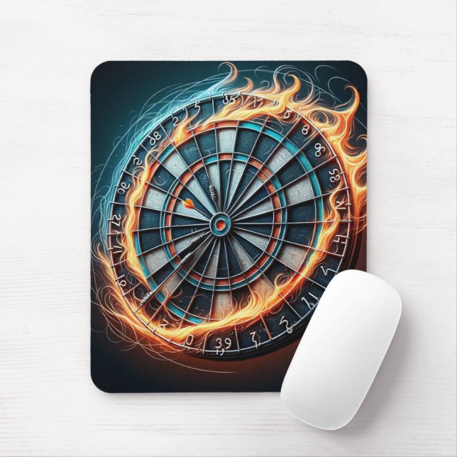 Fiery Dartboard with Bullseye Explosion  Mouse Mat (With Mouse)