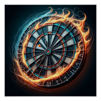 Fiery Dartboard with Bullseye Explosion