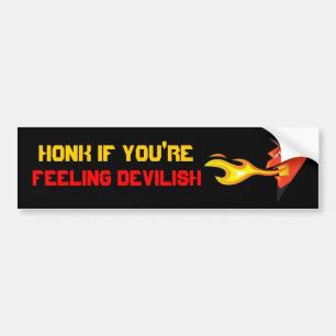 Fiery Devil's Head "Feeling Devilish" Bumper Sticker