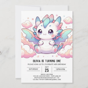 Fiery Dragon 1st Birthday Invitation