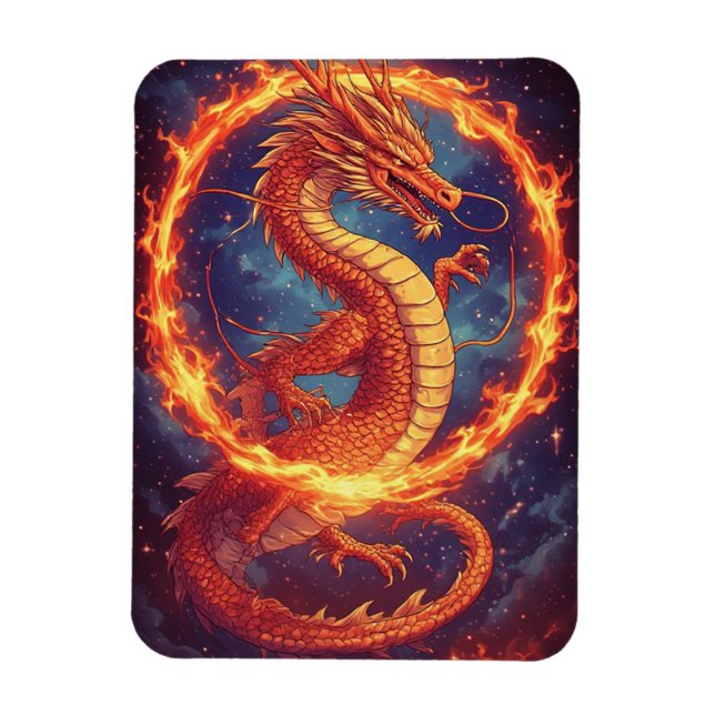Fiery Dragon For Fantasy And Mythical Lovers Magnet (Vertical)