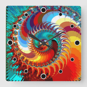 Fiery Dragon Spiral Square Wall Clock