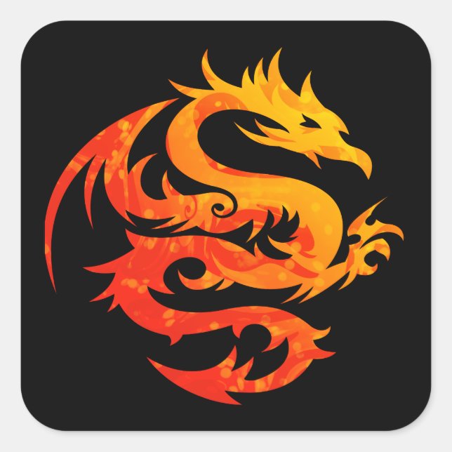 FIERY DRAGON SQUARE STICKER (Front)