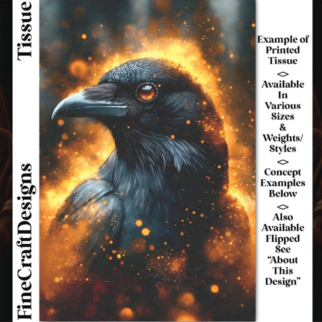 Fiery Dramatic Black Raven Crow DF3L Decoupage Tissue Paper (Creator Uploaded)