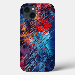 Fiery Drift Blue Red Contemporary Abstract Art iPhone 13 Case