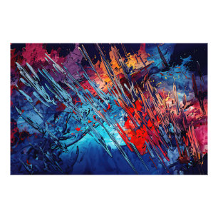Fiery Drift Blue Red Contemporary Abstract Art Photo Print