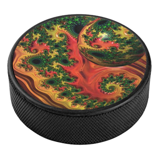 Fiery Elegance - A Study in Complexity  Hockey Puck (3/4)