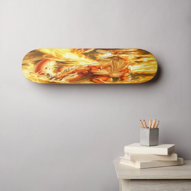 Fiery Fantasy Dragon Skateboard (Wall Art (Horz))