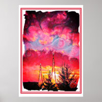 Fiery Fantasy Sunset with Crystal Towers Art