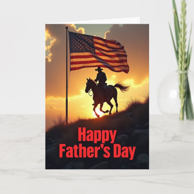 Fiery Fathers Day Flag Card (Front)