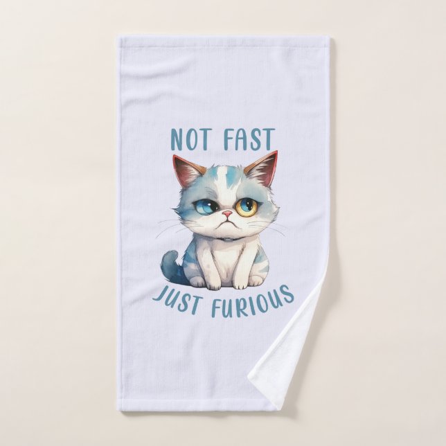 Fiery Feline Spirit – Sassy Angry Cat Design Bath Towel Set (Hand Towel)