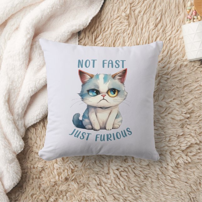 Fiery Feline Spirit – Sassy Angry Cat Design Cushion (Blanket)