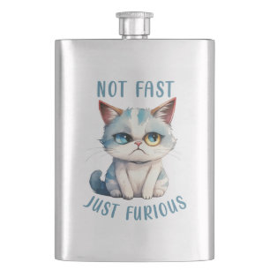 Fiery Feline Spirit – Sassy Angry Cat Design Hip Flask