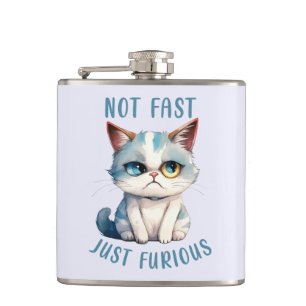 Fiery Feline Spirit – Sassy Angry Cat Design Hip Flask