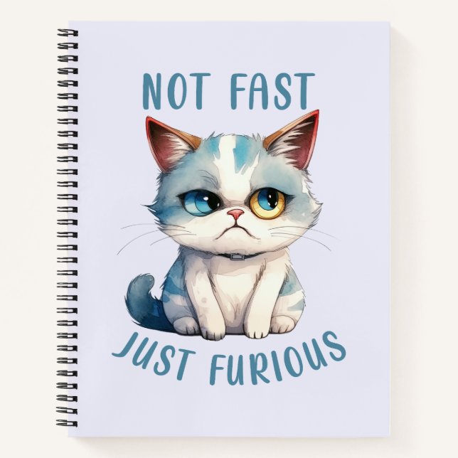Fiery Feline Spirit – Sassy Angry Cat Design Notebook (Front)