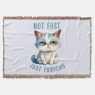 Fiery Feline Spirit – Sassy Angry Cat Design Throw Blanket