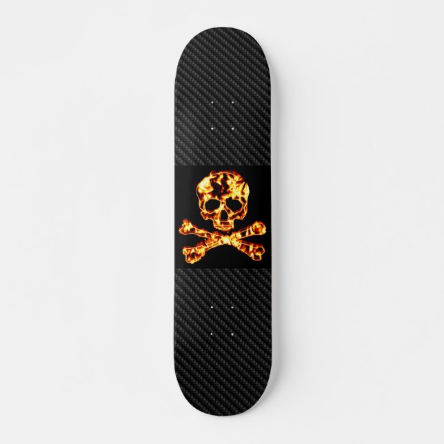 Fiery Flaming Skull and Crossbones Skateboard (Front)