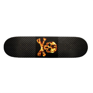Fiery Flaming Skull and Crossbones Skateboard