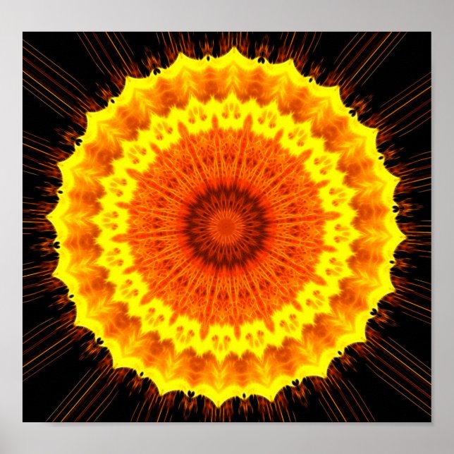 Fiery Flower Mandala Poster (Front)