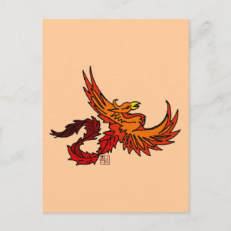 Fiery Flying Phoenix of Autumn Postcard