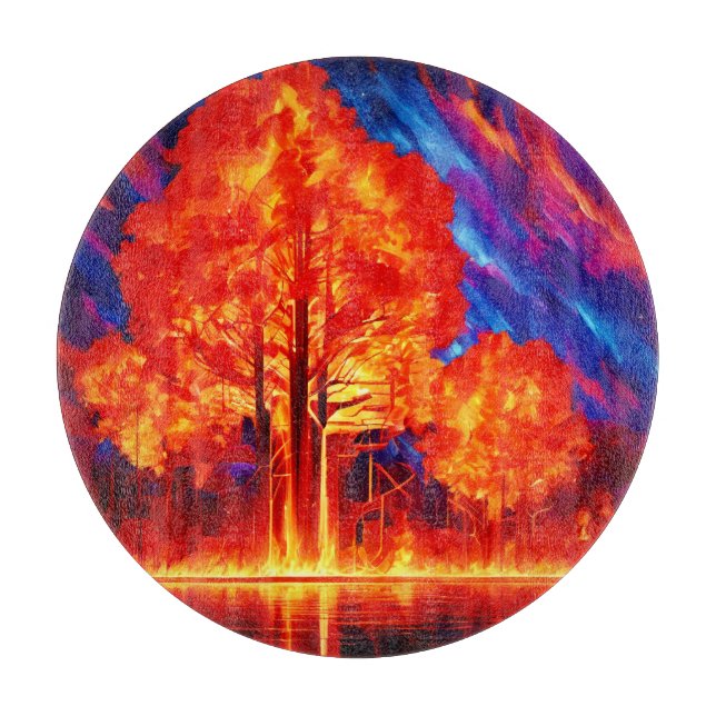 Fiery Forest Ablaze in Vivid Colours Cutting Board (Front)