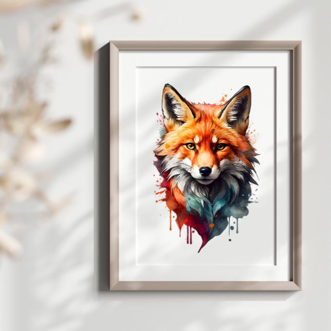 Fiery Fox Beauty Watercolor Animal Wall Art (Creator Uploaded)