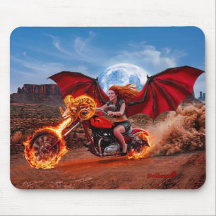 Fiery Foxella Vampire Biker Babe Mouse Mat