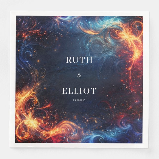 Fiery Galaxy Wedding Napkins (Front)