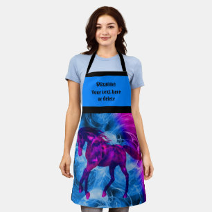 Fiery Galloping Black Horse Personalised Apron