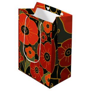 Fiery Garden – Stylized Poppy Bloom Medium Gift Bag