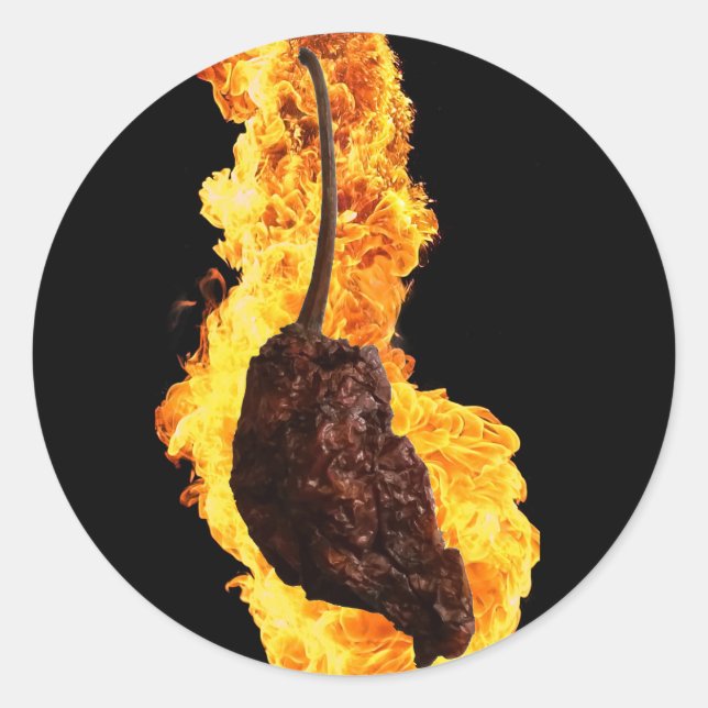 Fiery Ghost Pepper Classic Round Sticker (Front)