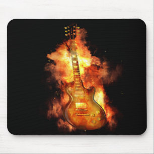 Fiery guitar mouse mat