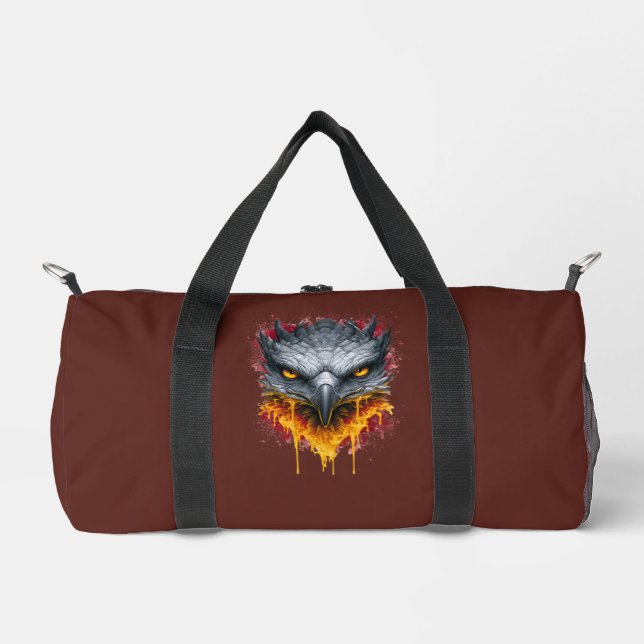 Fiery Hawk Watercolor Splatter Duffel Bag (Front)