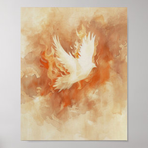 Fiery Holy Spirit  Christian Watercolor Wall Art  