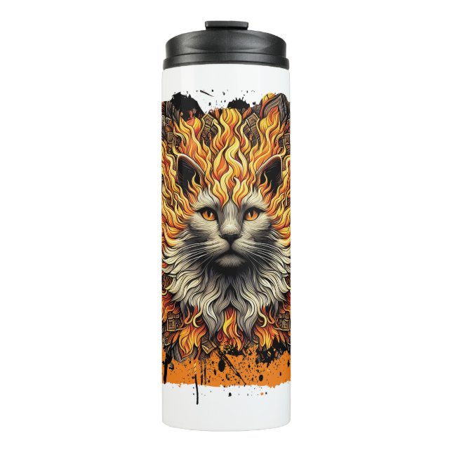 Fiery Inferno Cat Thermal Tumbler (Front)