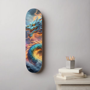 Fiery Japanese Dragon Skateboard