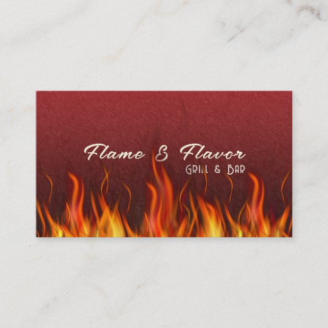 Fiery Lava Texture & Flames Business Card (Front)