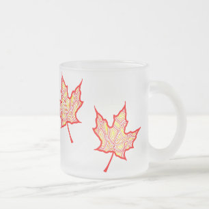 Fiery Leaves Frosted Glass Coffee Mug