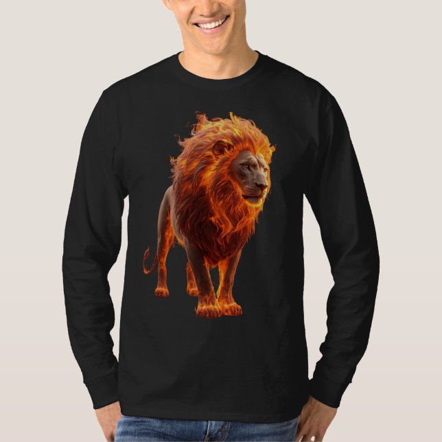 Fiery Lion – Dramatic Fantasy T-Shirt (Front)