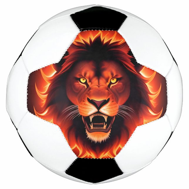 Fiery Lion Face With Glowing Mane Football (Front)