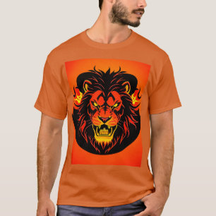 Fiery Lion Illustration Surrounded by Flamboyant T-Shirt