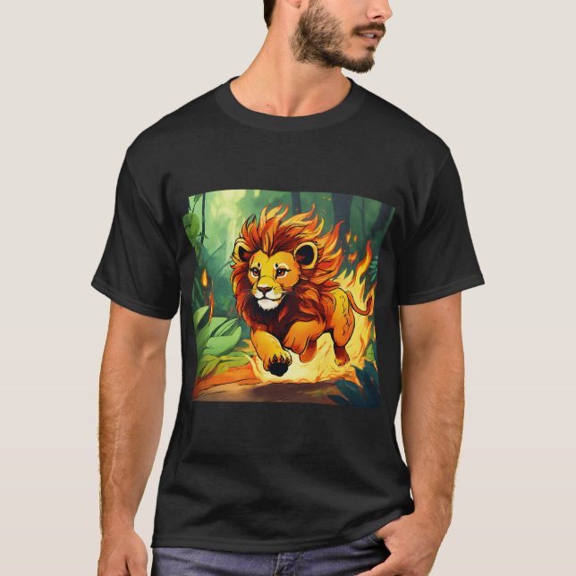 "Fiery Lion T-Shirt – Unleash Your Inner Strength" (Front)