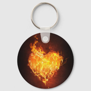 fiery Love Button Keychain